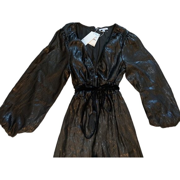 BTFL-Life Black Sequin Wide-Leg Jumpsuit M Poof Sleeves Fully Lined RV10313 NWT - Picture 13 of 15